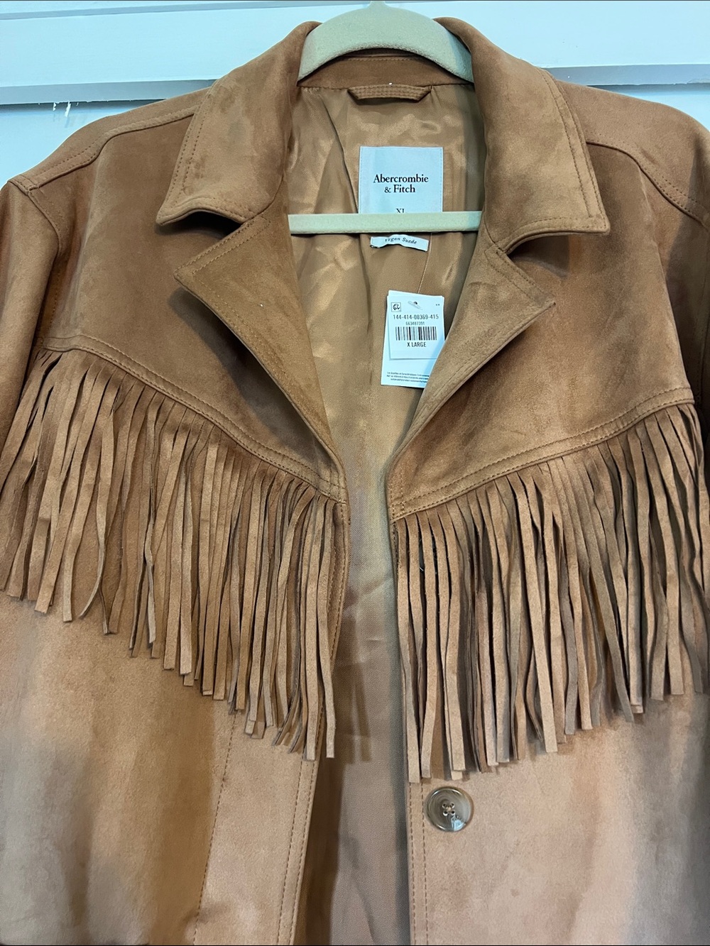 Abercrombie & Fitch Brown Suede Fringe Jacket - NWT - size XL - Picture 4 of 8